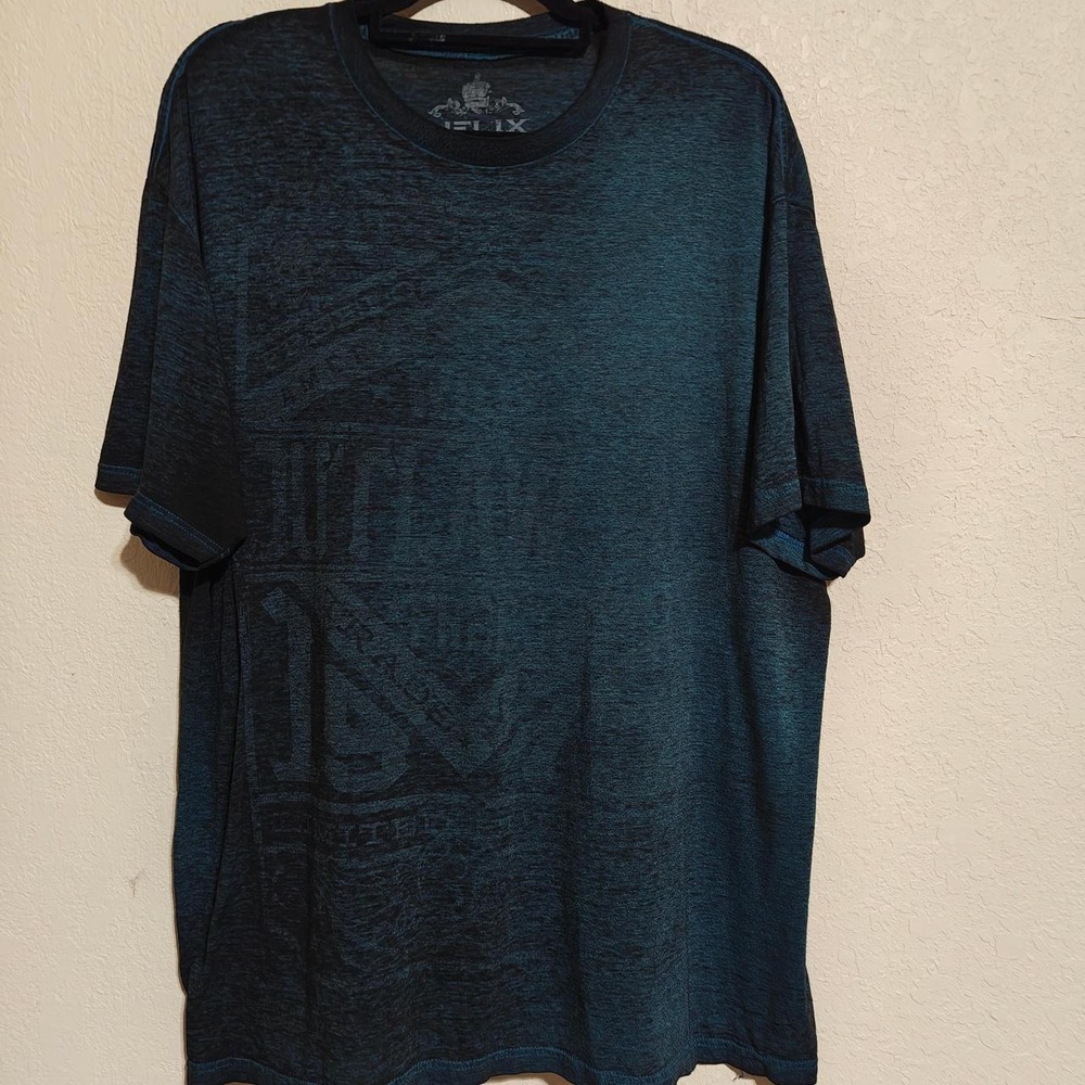 Helix Mens XXL Blue Black Space Dye Burnout Graphic T-Shirt Skater Tee